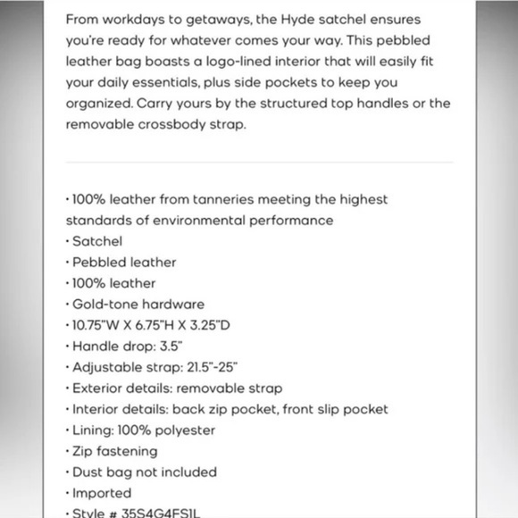 Michael Kors Hyde Small Satchel Convertible Crossbody NWT - Picture 4 of 6